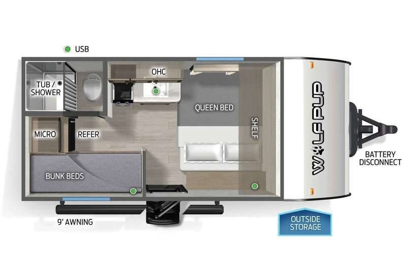 Схема модели Forest River Cherokee Wolf Pup 14BHW