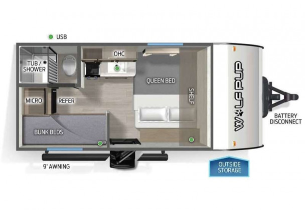 Схема модели Forest River Cherokee Wolf Pup, 14BHW