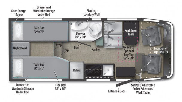 Схема модели Winnebago Ekko, 22A