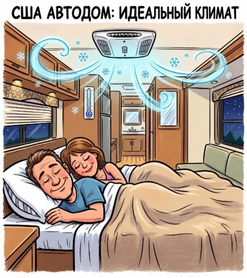 Потолочная система кондиционирования в американском прицепе.