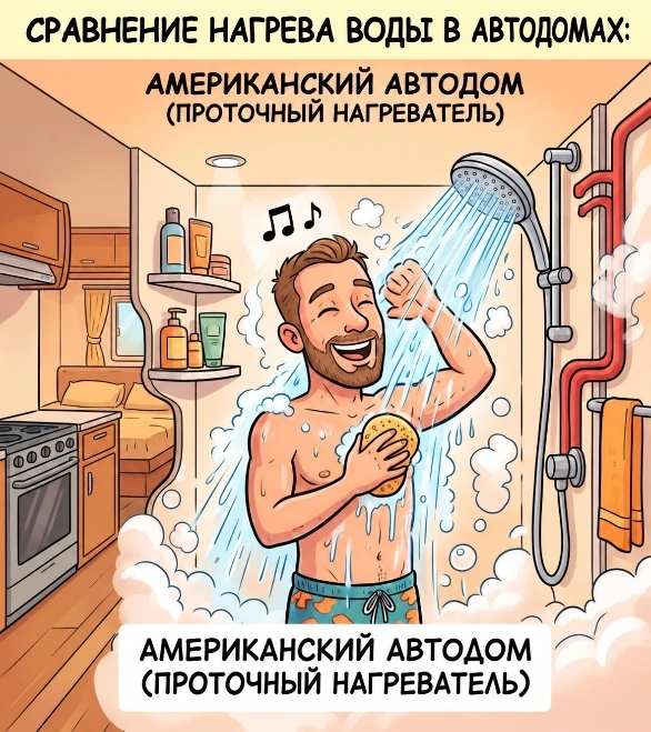 Проточный нагреватель в американском прицепе.