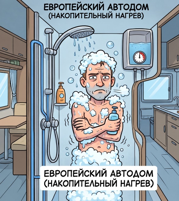 Накопительный нагреватель в европейском прицепе.
