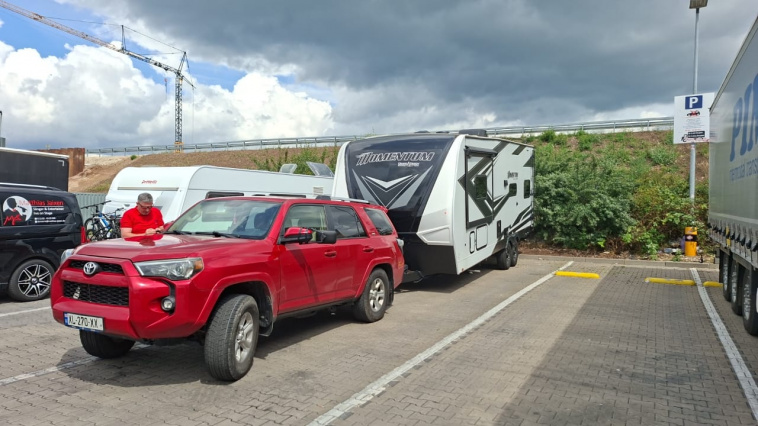 Остановка по маршруту с прицепом