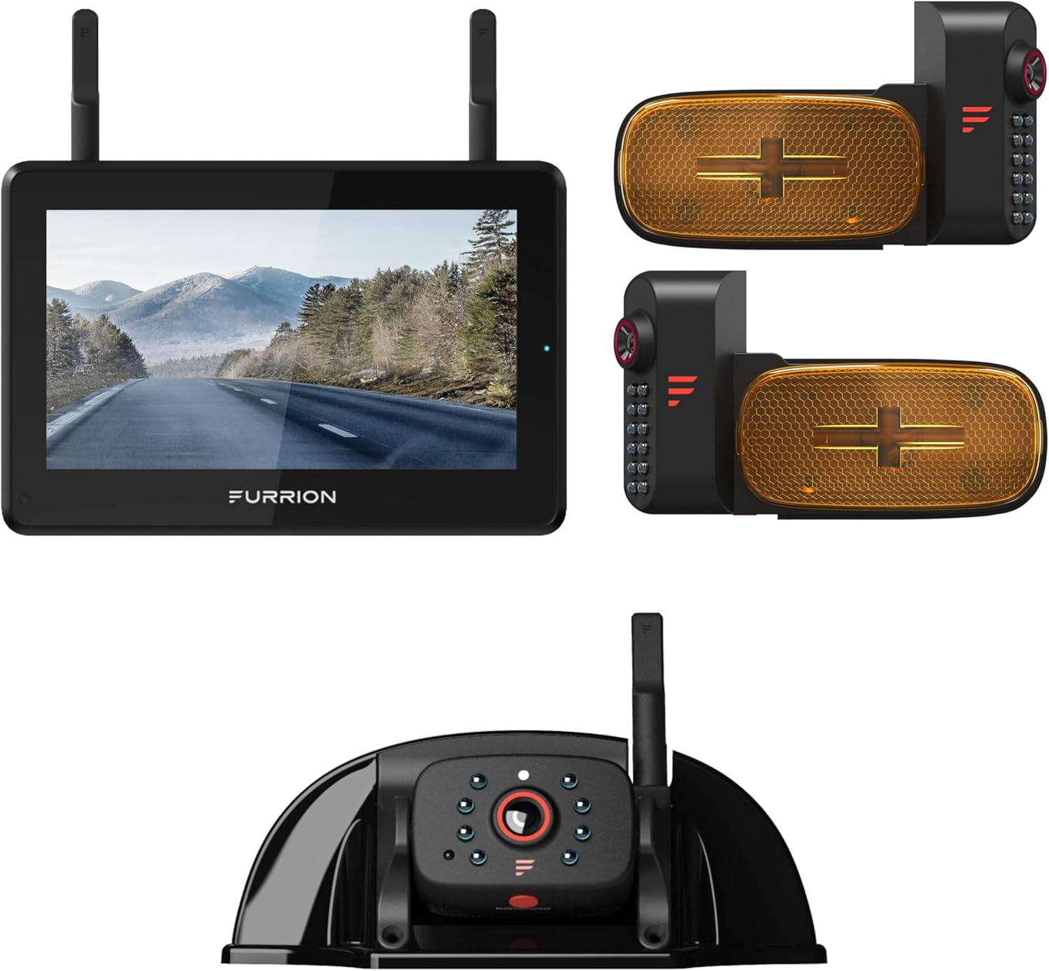 Камера заднего хода с экраном 7 дюйма Furrion Vision S+, комплект боковых камер (3 шт)